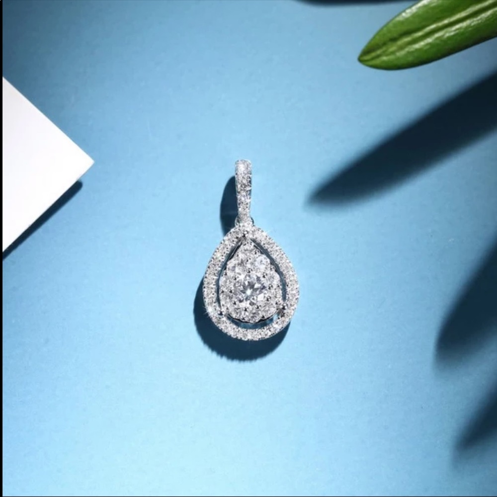 New 925 Silver Luxury Drop Water Diamond Necklace - Picture 5 of 6